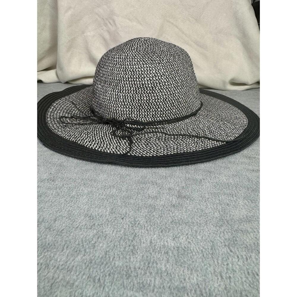 black white‎ maddhatter woven wide brim sun hat boho beach summer festival hat